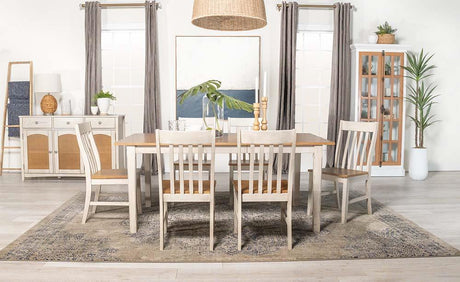 Kirby 7-piece Dining Set Natural and Rustic Off White - 192691-S7 - Luna Furniture