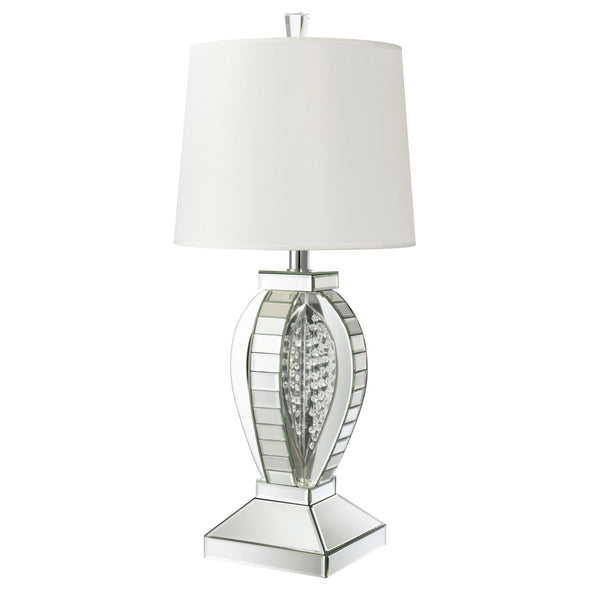 Klein Table Lamp with Drum Shade White and Mirror - 923287 - Luna Furniture