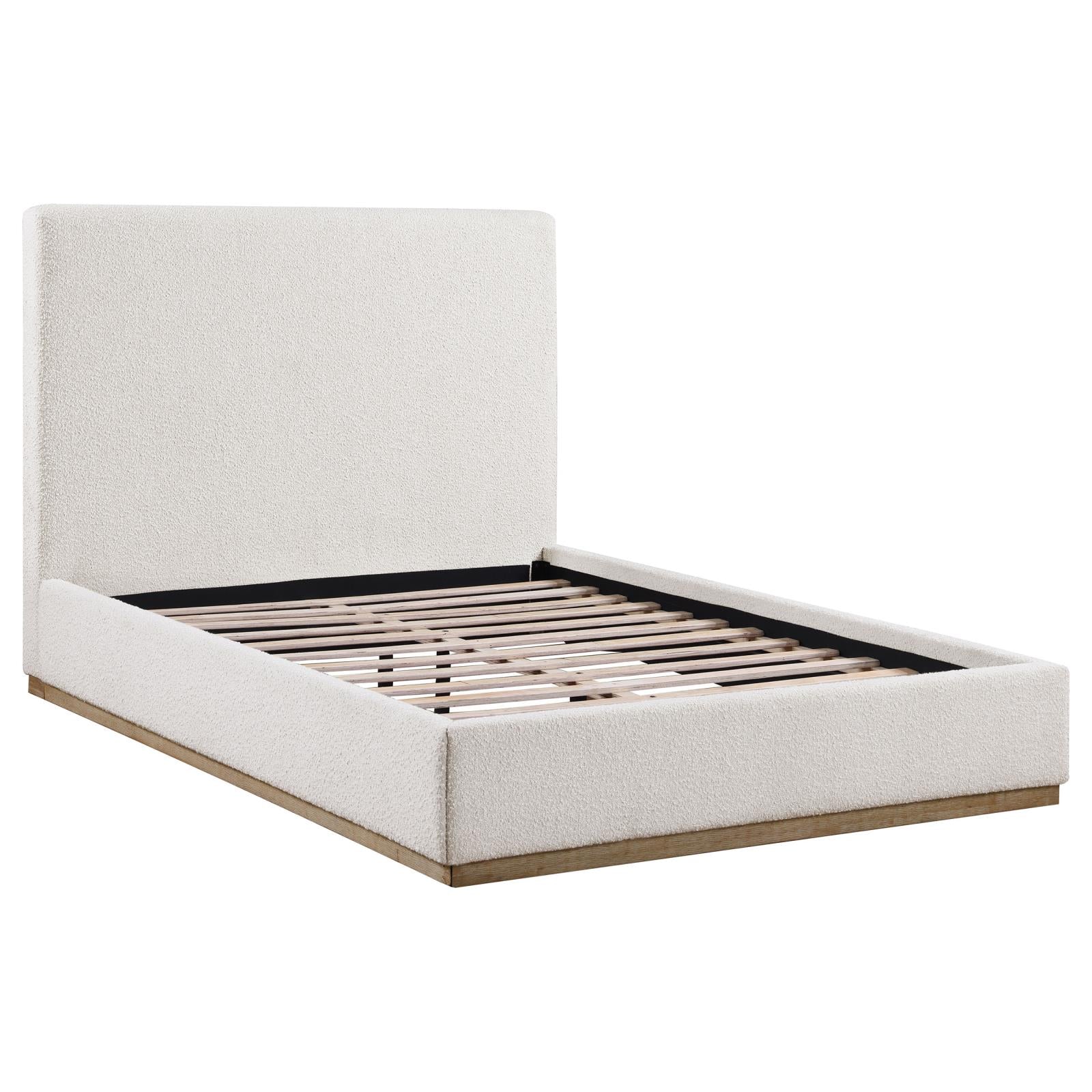 Knox Upholstered Eastern King Platform Bed Cream - Luna Furniture