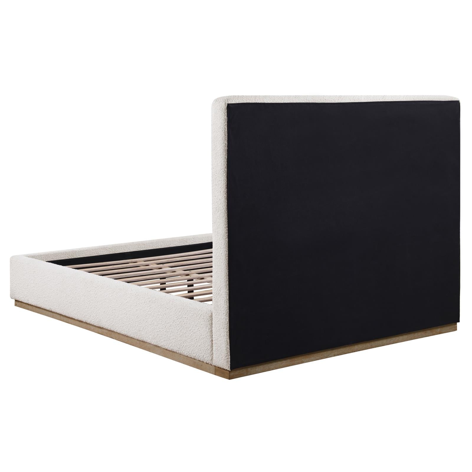 Knox Upholstered Eastern King Platform Bed Cream - Luna Furniture