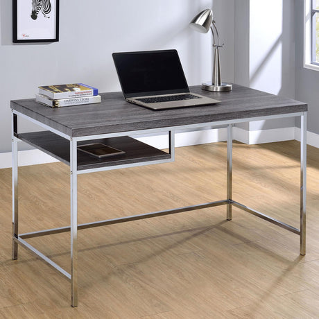 Kravitz Rectangular Writing Desk Weathered Grey and Chrome - 801271 - Luna Furniture
