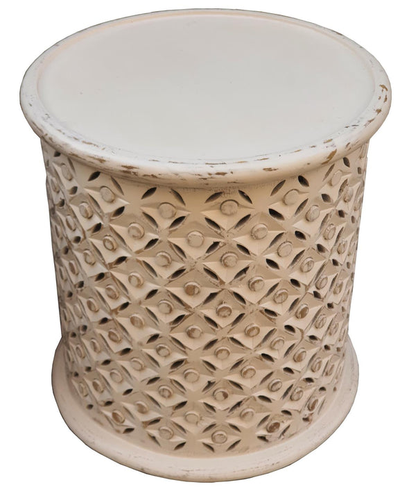 Krish 18-inch Round Accent Table White Washed - 936142 - Luna Furniture