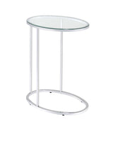 Kyle Chrome and Clear Oval Snack Table from Coaster - Luna Furniture