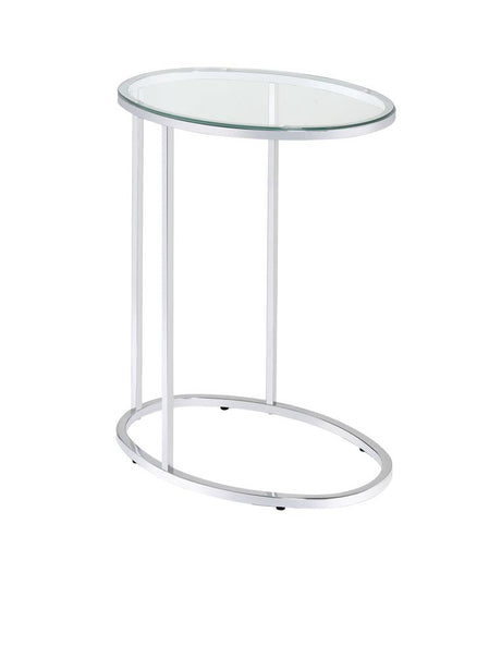 Kyle Oval Snack Table Chrome and Clear - 902927 - Luna Furniture