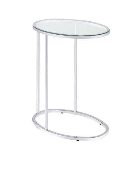Kyle Chrome and Clear Oval Snack Table from Coaster - Luna Furniture