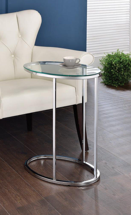 Kyle Oval Snack Table Chrome and Clear - 902927 - Luna Furniture