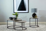 Lainey Gray and Gunmetal Faux Marble Round Top End Table from Coaster - Luna Furniture
