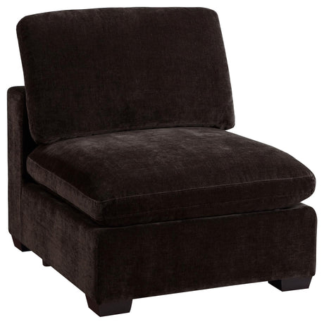 Lakeview Upholstered Armless Chair Dark Chocolate from Coaster - Luna Furniture