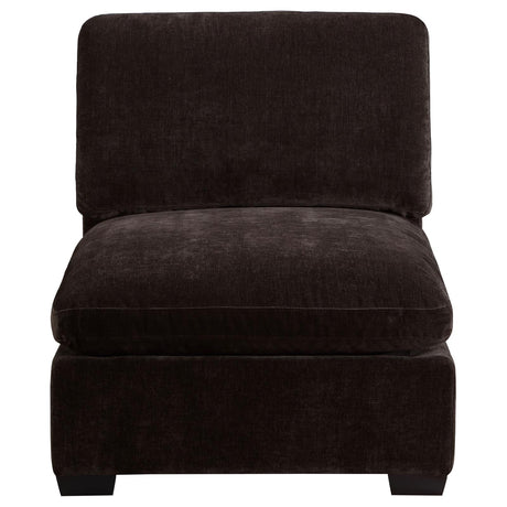 Lakeview Upholstered Armless Chair Dark Chocolate from Coaster - Luna Furniture
