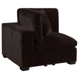 Lakeview Upholstered Corner Chair Dark Chocolate from Coaster - Luna Furniture