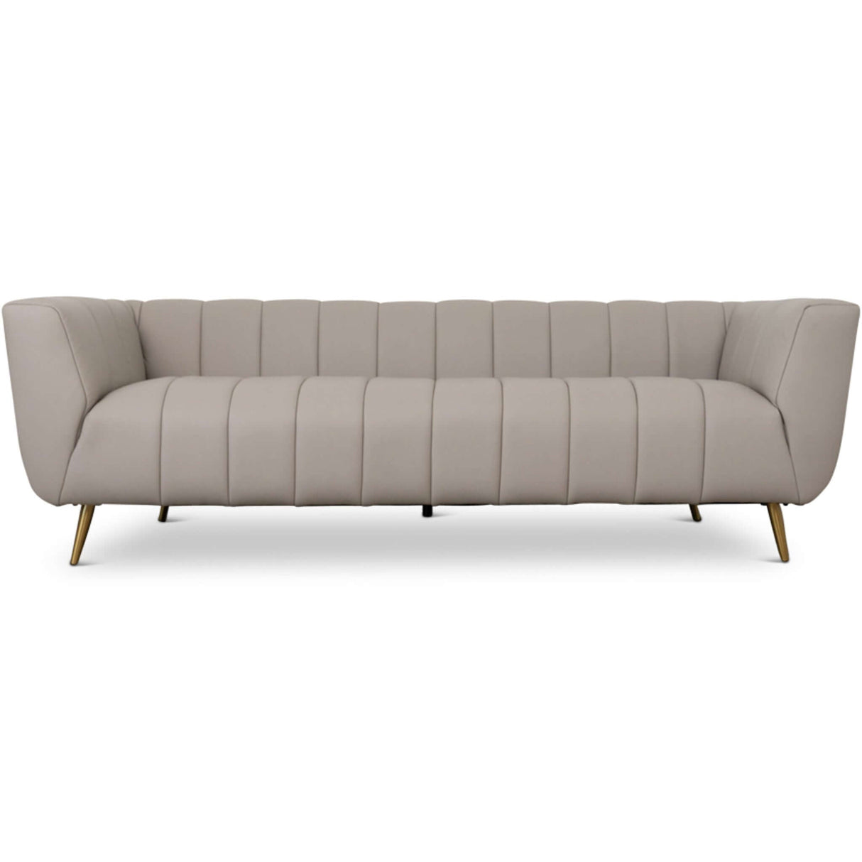 LaMattina Gray Genuine Leather Channel Tufted Sofa from Ashcroft Furniture - Luna Furniture