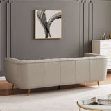 LaMattina Gray Genuine Leather Channel Tufted Sofa from Ashcroft Furniture - Luna Furniture