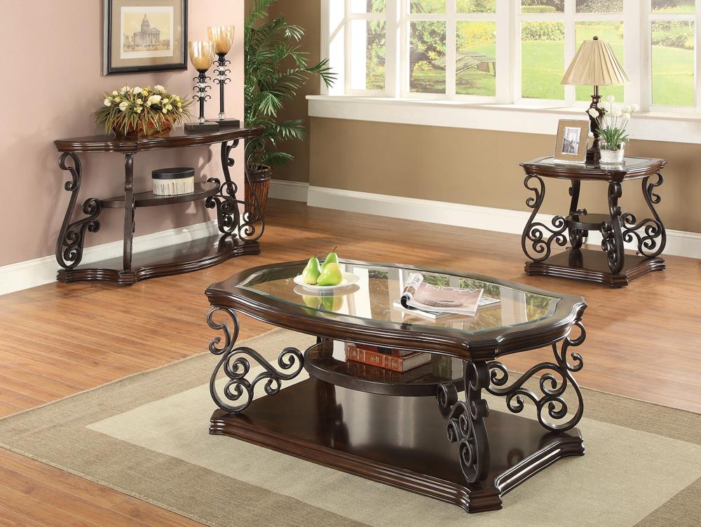 Laney Deep Merlot and Clear Coffee Table from Coaster - Luna Furniture