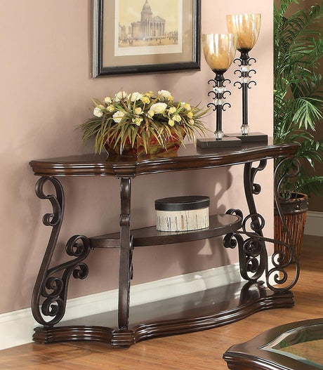Laney Sofa Table Deep Merlot and Clear - 702449 - Luna Furniture