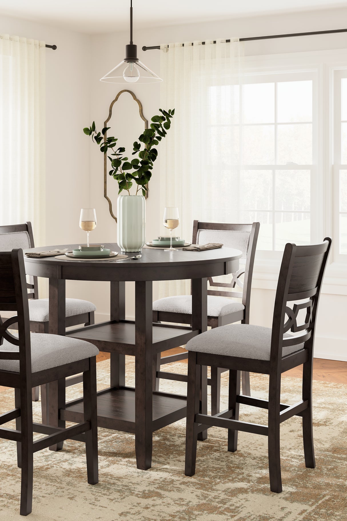 Langwest Brown Counter Height Dining Table and 4 Barstools (Set of 5) - D422-223 - Luna Furniture