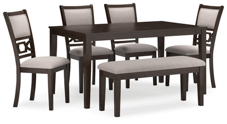 Langwest Brown Dining Table and 4 Chairs and Bench (Set of 6) - D422-325 - Luna Furniture