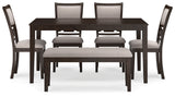 Langwest Brown Dining Table and 4 Chairs and Bench (Set of 6) - D422-325 - Luna Furniture