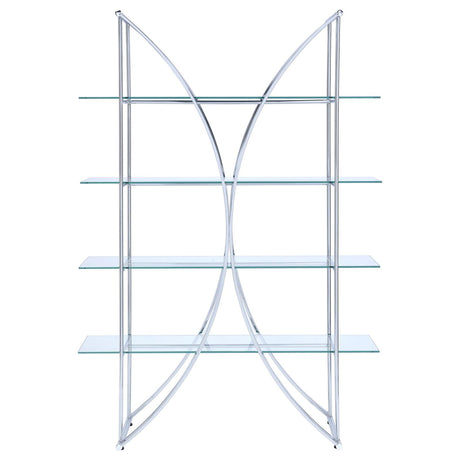 Larson Chrome and Clear 4-Tier Bookcase from Coaster - Luna Furniture