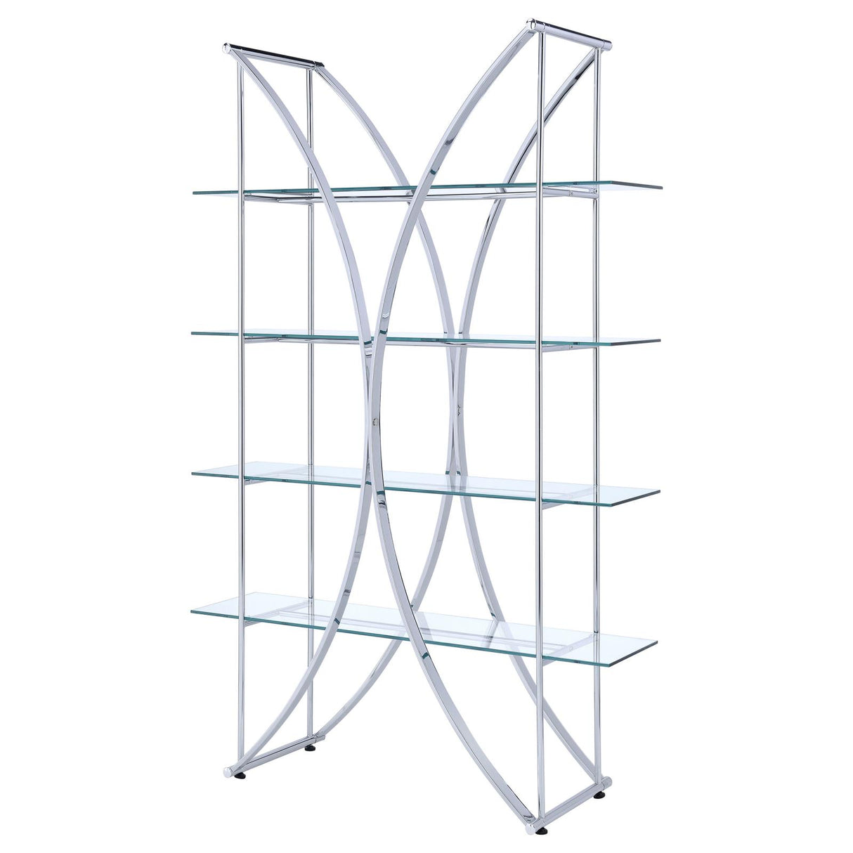 Larson Chrome and Clear 4-Tier Bookcase from Coaster - Luna Furniture