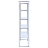 Larson Chrome and Clear 4-Tier Bookcase from Coaster - Luna Furniture