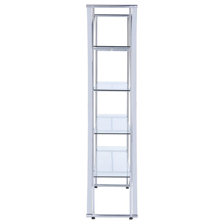 Larson Chrome and Clear 4-Tier Bookcase from Coaster - Luna Furniture