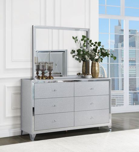 Larue 6-drawer Dresser with Mirror Silver - 224493M - Luna Furniture