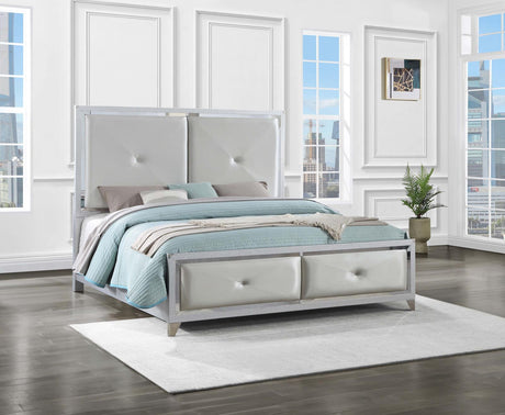 Larue Upholstered Tufted California King Panel Bed Silver - 224491KW - Luna Furniture