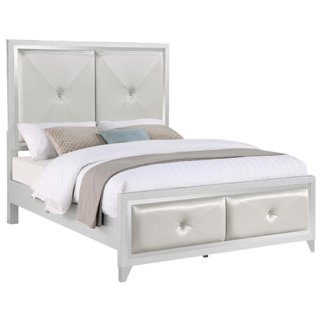 Larue Upholstered Tufted Eastern King Panel Bed Silver - 224491KE - Luna Furniture