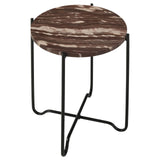 Latifa Round Accent Table with Marble Top Red and Black - 936010 - Luna Furniture