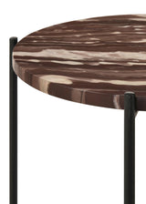 Latifa Red and Black Round Accent Table with Marble Top from Coaster - Luna Furniture