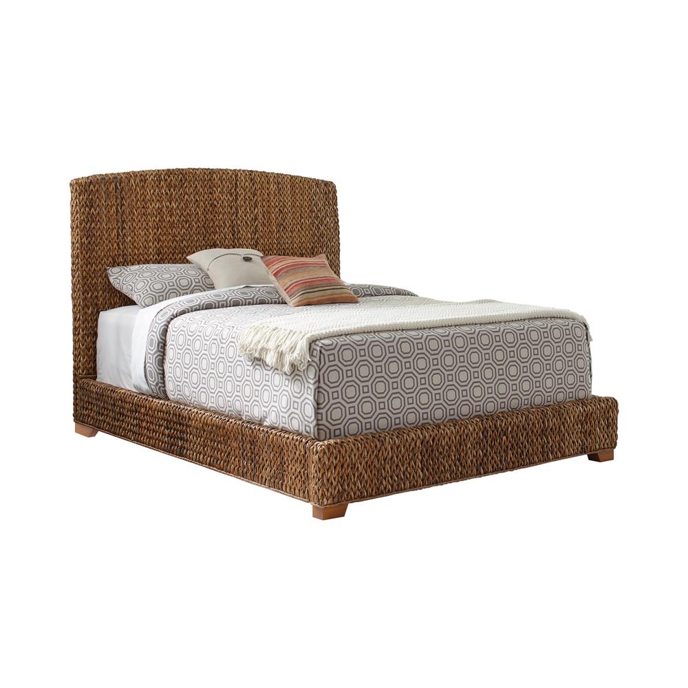 Laughton Eastern King Hand-Woven Banana Leaf Bed Amber - 300501KE - Luna Furniture