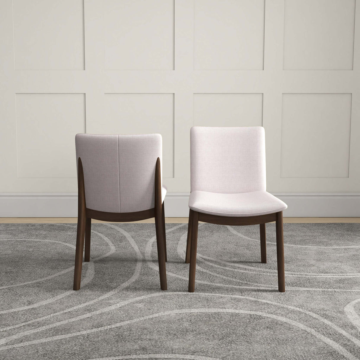 Laura Mid-Century Modern Solid Wood Dining Chair (Set of 2) Cream Linen - AFC00100 - Luna Furniture