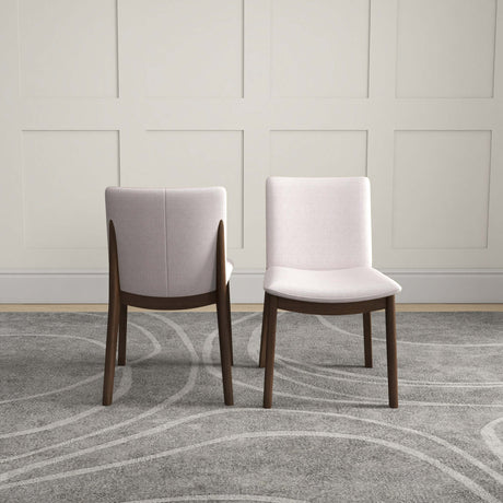 Laura Cream Linen Solid Wood Dining Chair from Midinmod - Luna Furniture