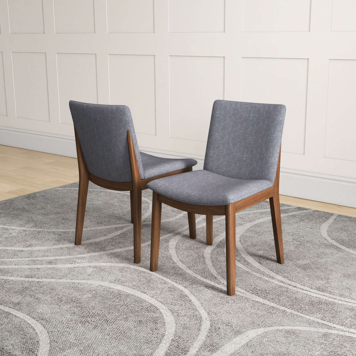 Laura Light Gray Linen Solid Wood Dining Chair from Midinmod - Luna Furniture