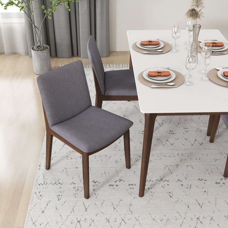 Laura Light Gray Linen Solid Wood Dining Chair from Midinmod - Luna Furniture