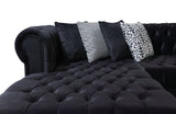 Lauren Black Velvet Double Chaise Sectional - LAURENBLACK-SEC - Luna Furniture