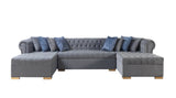 Lauren Gray Velvet Double Chaise Sectional from Nova Furniture - Luna Furniture