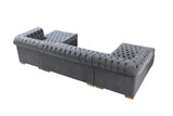 Lauren Gray Velvet Double Chaise Sectional - LAURENGRAY-SEC - Luna Furniture