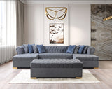 Lauren Gray Velvet Double Chaise Sectional from Nova Furniture - Luna Furniture