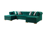 Lauren Green Velvet Double Chaise Sectional - LAURENGREEN-SEC - Luna Furniture