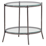 Laurie Round Glass Top End Table Black Nickel and Clear - 723267 - Luna Furniture