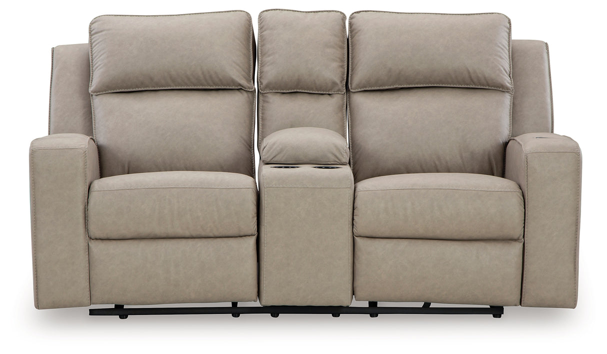 Lavenhorne Pebble Reclining Loveseat with Console from Ashley - Luna Furniture