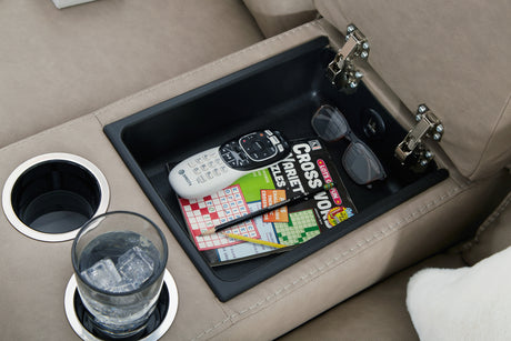 Lavenhorne Pebble Reclining Loveseat with Console from Ashley - Luna Furniture