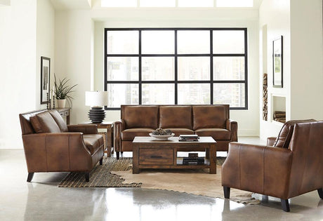 Leaton Upholstered Recessed Arms Sofa Brown Sugar - 509441 - Luna Furniture