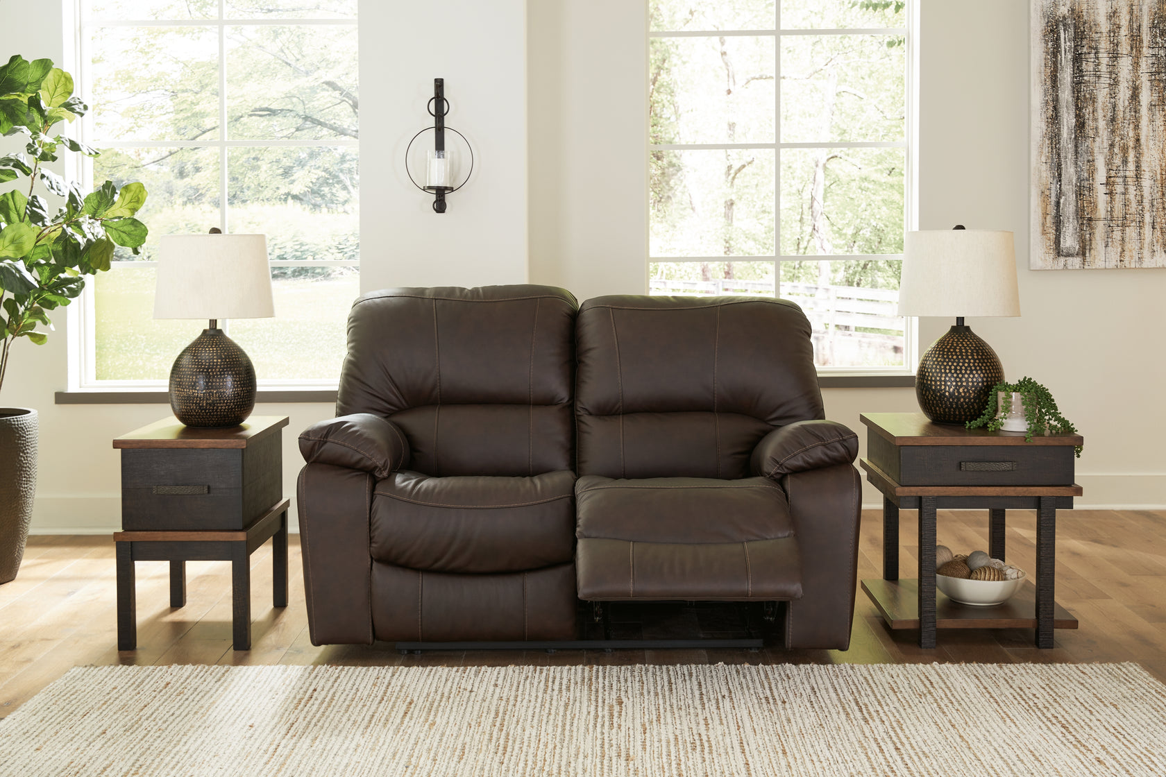 Leesworth Dark Brown Power Reclining Loveseat from Ashley - Luna Furniture