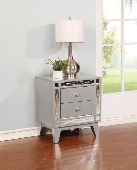 Leighton 2-drawer Nightstand Metallic Mercury - 204922 - Luna Furniture