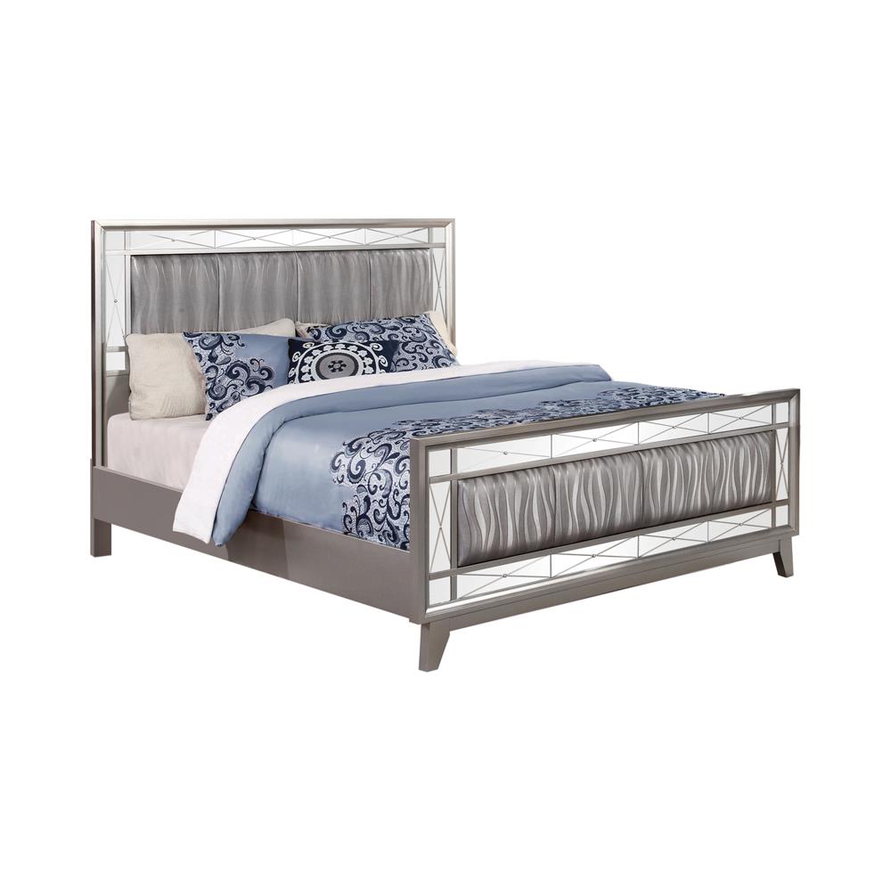 Leighton Full Panel Bed with Mirrored Accents Mercury Metallic - 204921F - Luna Furniture
