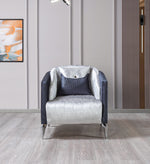 Leina Silver-Gray  Velvet Chair - LEINASG-C - Luna Furniture