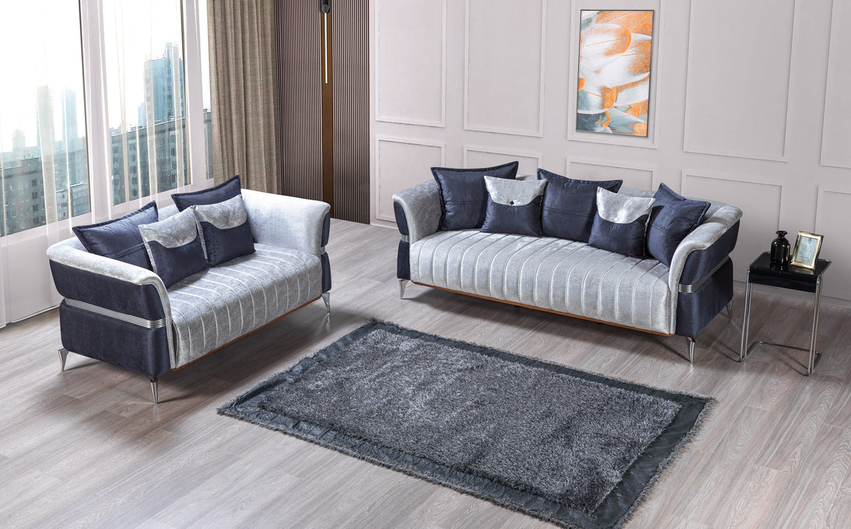 Leina Silver-Gray  Velvet Sofa & Loveseat - LEINASG-SL - Luna Furniture