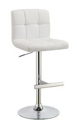 Lenny Chrome and White Adjustable Height Bar Stools, Set of 2 from Coaster - Luna Furniture